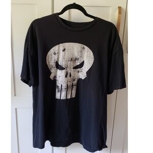 Marvel The Punisher Shirt Mens 2XL Black Skull Graphic Thrashed 90s Grudge Tee